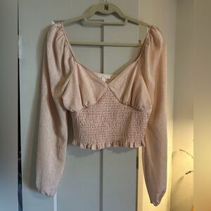 Leith Light Pink Smocked Blouse